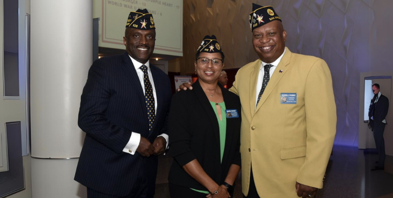 Past Department Vice Commander Billy Hill, 1st Vice Commander Amanda Commander and Post Commander Burrell Parmer of Fred Brock American Post No. 828. (Photo Courtesy: Fred Brock Post 828 Public Affairs)